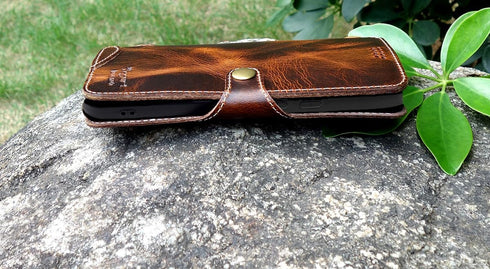 Yogurt 9 9 Case for Google Pixel Pro XL, Genuine Leather Wallet Cover for Pixel Pro XL, Handmade Dark Brown