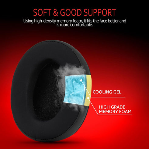 Krone Kalpasmos Cooling-gel Large Oval Replacement Ear Pads for ATH M50X/M40X/SteelSeries Arctis/HyperX Cloud & Alpha