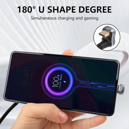 SinLoon USB C to C Cable 100W, U Shaped Back Angled USB-C 3.2 Type C Male to Female Data Extension (3.3ft)