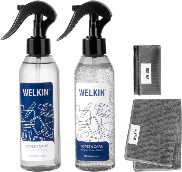 WELKIN Screen Cleaner Spray Kit (8.4 oz + 8.4 oz) - Cleaning Mist and Gel for TV, Laptop, Computer, Phone Touchscreen -