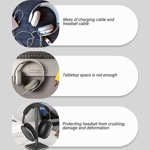 VBESTLIFE Headphone Stand, Earphone Holder with Aluminum Supporting Bar for All Headphones Size