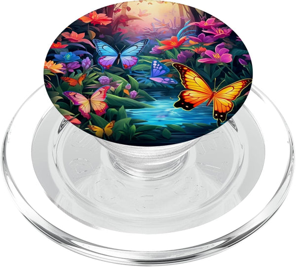 PopSockets MagSafe PopGrip for iPhone - Colored Butterflies In Forest