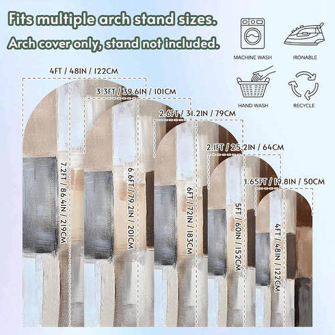 Jnbasdffb 7.2 Brown Beige Color Blocks Wedding Arch Cover, Stretchy Spandex Arch Backdrop Stand Covers FT, Abstract Oil