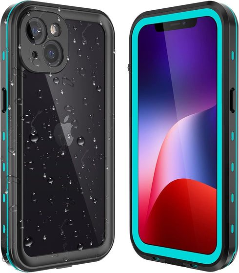 iPhone 13 Case Waterproof Shockproof - Built-in Screen Protector for Rugged Heavy Duty Full Body Protection, Clear Blue