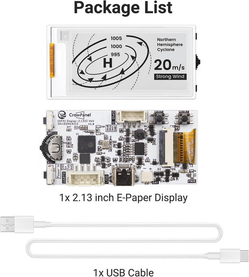 IoTeikXgo 2.13 Inch ESP32-S3 122 250 E-Ink Display with Development Board, Black/White E-Paper Display with x