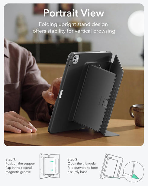 ESR 11 Inch (M5/M4) 2025/2024, for iPad Pro Case Vertical Stand Cover, Multi Stand Angles, Ultra-Stable Case