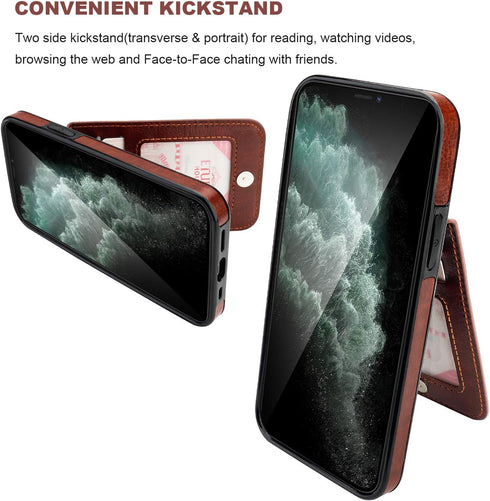 KIHUWEY Wallet Case for iPhone 12 / 12 Pro with Credit Card Holder, Premium Leather, Magnetic Clasp, Heavy Duty Cover