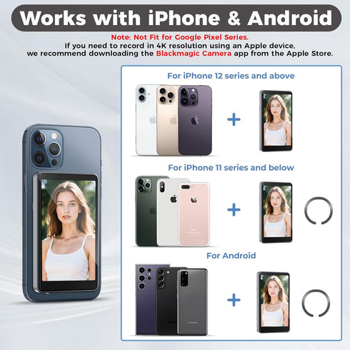 WIESKEN Selfie Monitor Screen iPhone & Android, Back Camera Monitor with Bluetooth Remote, Wireless Mirroring