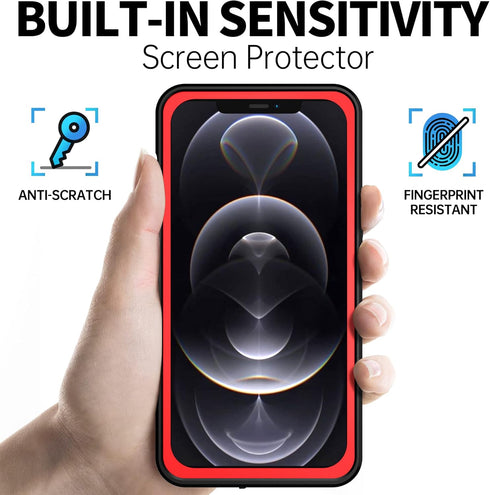 BEASTEK iPhone 12 Pro Waterproof Case, NRE Series Shockproof Dustproof Underwater IP68 with Built-in Screen Protector Anti-Scratch Protective Cover, for Apple iPhone 12 Pro (6.1'') (Red)