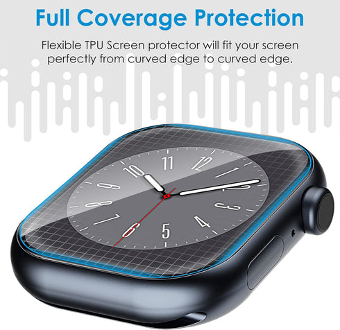 UniqueMe 8 Pack Screen Protector for Apple Watch Series 8/7 45mm, Flexible TPU, Bubble Free, Anti-Scratch HD Clear Cover