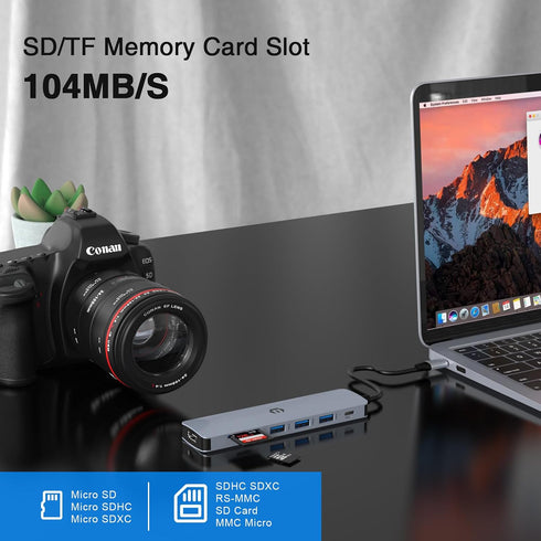 Tiergrade 7-in-1 100W 3 3.0, USB C Hub Multiport Adapter, USB C Docking Station with HDMI, PD, USB SD/TF Slot