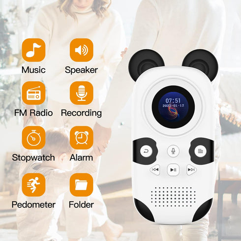 RUIZU 64GB MP3 Player for Kids, Cute Panda Portable Music Player with Bluetooth 5.3, FM Radio, Voice Recorder