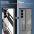 Galaxy Z Fold 4 Case with Hinge Protection and Kickstand - Transparent Clear Back with Built-in Screen Protector (Black)