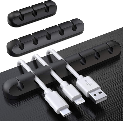 SOULWIT 3-Pack Cable Holder Clips, Silicone Self Adhesive Cord Organizer for Desktop, Nightstand, Home, Office