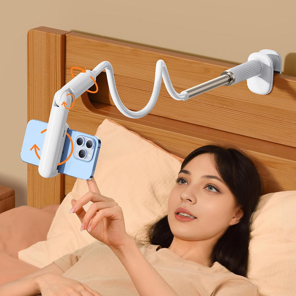 HIYJEN Gooseneck Phone Holder for Bed Laying Down with Clamp, Flexible Arm Overhead