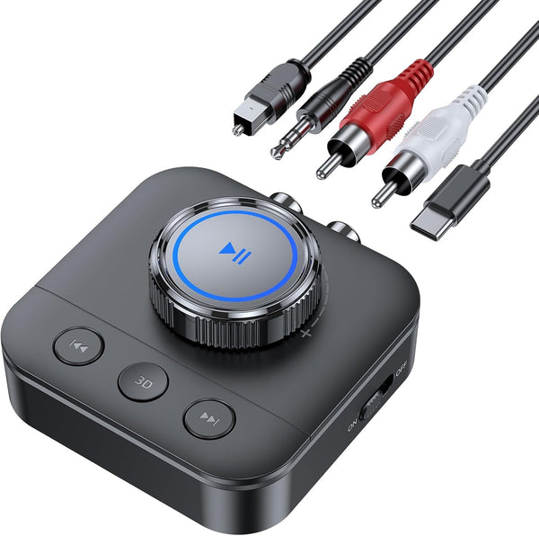 QwickZen Bluetooth 5.3 Receiver for Home Stereo, RCA Bluetooth Adapter for 3D Surround,