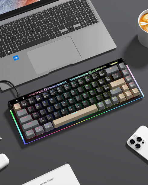 Typehaven VK68 65% 68 Gaming Keyboard, Wired Backlit Mini Keyboard, Ultra-Compact Anti-Ghosting No-Conflict Keys Gaming