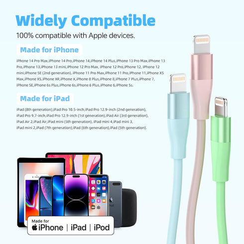 iPhone Charger 3Pack 10 FT, Apple MFi Certified Lightning Cable Fast Charging Cord Compatible with iPhone 14 13 12 11