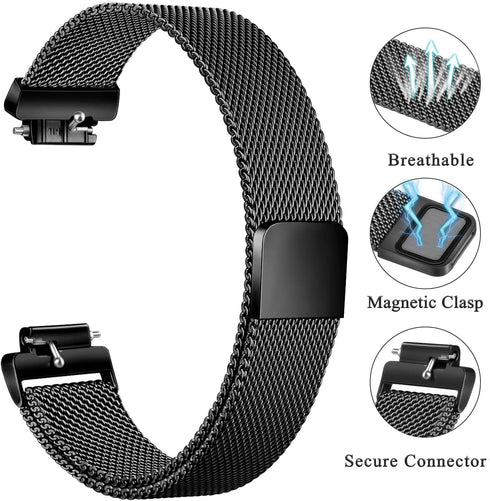 Metal Band for Fitbit Inspire 3 & Inspire 2, Adjustable Magnetic Stainless Steel Mesh Loop Replacement Strap for Men