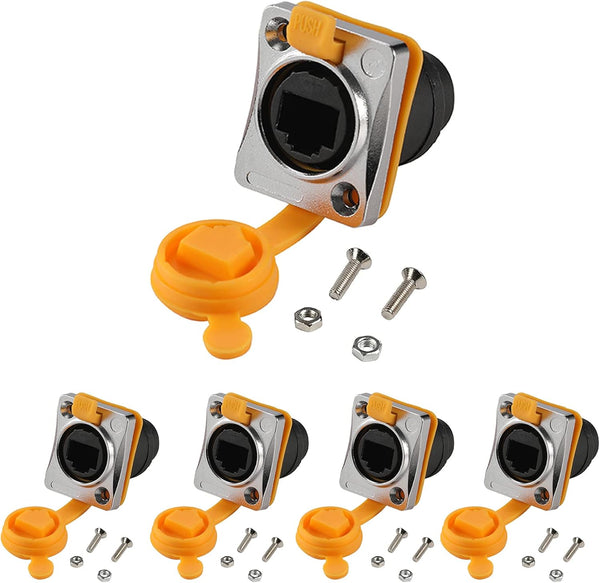 5PCS RJ45 Panel Mount Coupler, D-Type RJ45 Female to Female LAN Network Bulkhead Socket
