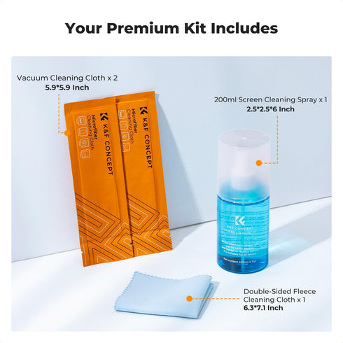 K&F CONCEPT 2 (200ml) Screen Cleaner Spray, with Microfiber Cleaning Cloth, Touchscreen Cleaning Kit for LCD LED DVD