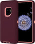 Annymall Samsung Galaxy S9 Case with Screen Protector, Heavy Duty Shockproof Drop-proof Cover (Wine/Pink)