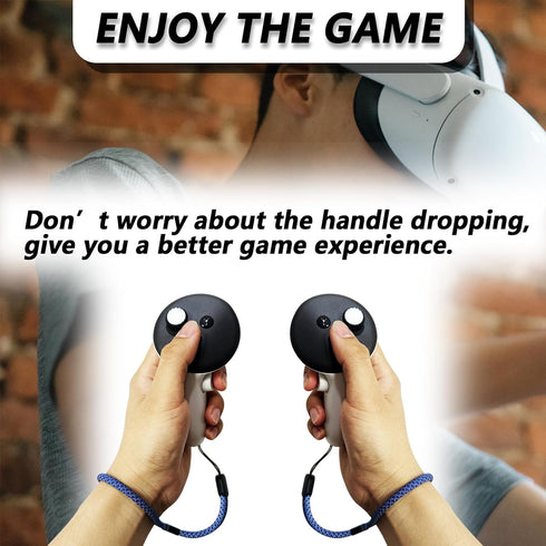Improved Replacement Wrist Wraps for Oculus Quest 3 Controller, Adjustable Black Hand Straps with Resin White Stopper