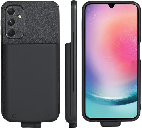 Extended Battery Charging Case for Galaxy A24, 5000mAh Rechargeable External Power Bank Charger Case (Black)