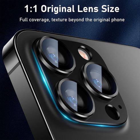 UniqueMe Camera Lens Protector for iPhone 13 Pro/Pro Max - Graphite, Metal Ring, Strong Drop Protection, Tempered Glass.