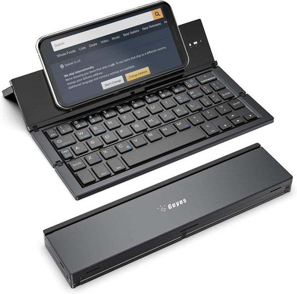 Geyes Bluetooth Keyboard, Portable Folding Wireless Keyboard for iPhone, iPad, Tablets, Laptops, and Smartphones (Black)