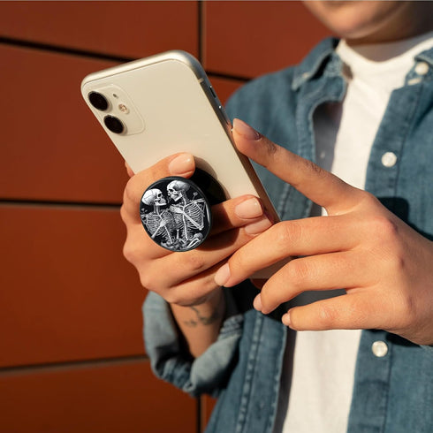 2-Pack Phone Case Holder for Fingers, Pop it for Phone Grip with Expanding Kickstand, Skull Leaf