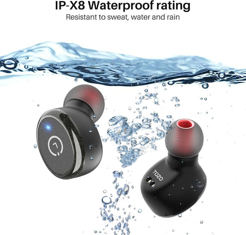 TOZO T10 Bluetooth 5.3 Wireless Earbuds with Charging Case, IPX8 Waterproof Stereo Headphones, Built-in Mic, Deep Bass