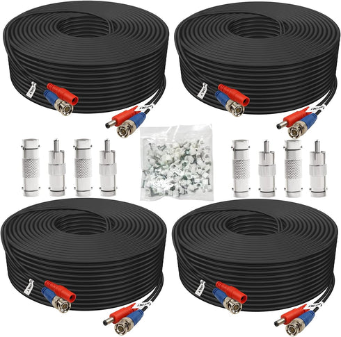 Aimyzii BNC Cable 100ft 4 Pack BNC Video Power Cable,Security Camera Cable for