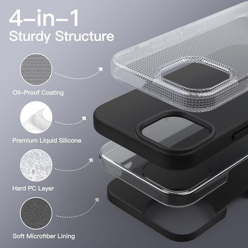 JETech Silicone Case for iPhone 12 Pro Max, Silky-Soft Touch Full-Body Protective Phone Case, Shockproof Cover (Black)