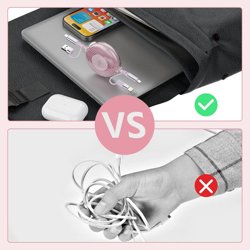 Retractable 100W Multi 4-in-1 Travel Universal Charger Cable USB A/Type C to Lightning for iPhone and Samsung