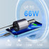 Retractable Car Charger, 66W 4 in 1 Super Fast Charging with 2 Retractable Cables and 2 USB Ports for iPhone