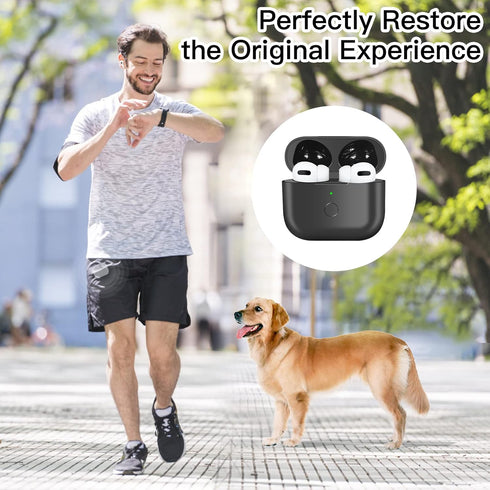 Wireless Charging Case Replacement for AirPod 3rd Generation, Bluetooth Pairing Sync Button, Black (No Earbuds)