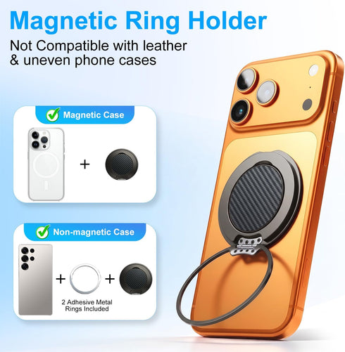MIRACLE HEART 17 16 15 14 13 12 Magnetic Phone Ring Holder for MagSafe, Phone Grip, Compatible with iPhone Pro Max