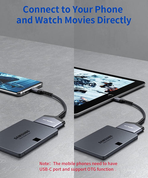 JSAUX SATA to USB C Cable, USB-C 3.1 to 2.5” SATA III Hard Drive Adapter for SSD/HDD Data Transfer