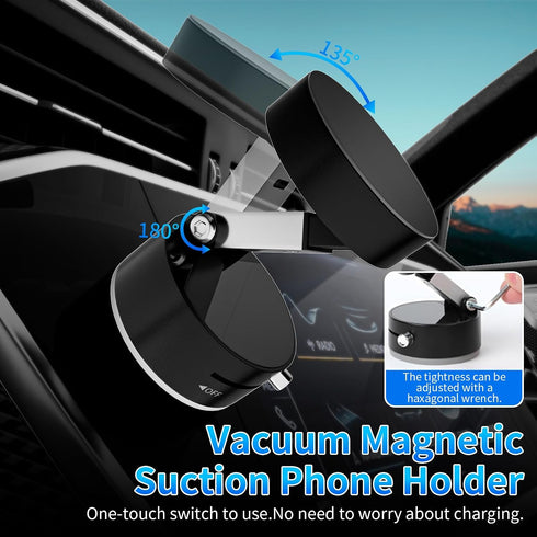 Belcompany 16/15/14/13/12 Vacuum Magnetic Suction Phone Holder, Car Suction Cup Phone Mount Stand, Foldable