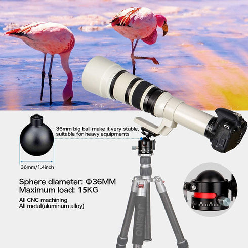 Koolehaoda Low Profile Ball Head Tripod Head, F36mm Metal Panorama Ball Head with 1/4" Screw for DSLR Tripod/Monopod,