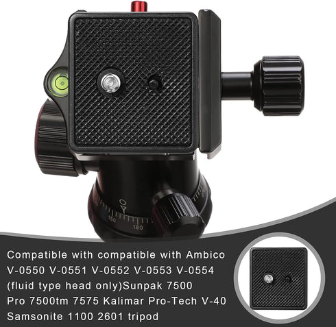 TOODOO 2 Pieces 41mm QR Release Plate for Camera Tripod Ball Head, Compatible with Ambico V0552 V0554, Sunpak 7500 Pro