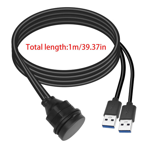 QIANRENON Dual USB C to USB 3.0 Threaded Flush Mount Waterproof Cable Adapter, 2 USB 3.0 Male to 2 USB C Female