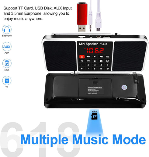 LEFON Multifunction Digital FM Radio Media Speaker MP3 Music Player with LED Screen, TF Card, USB Drive, Timing