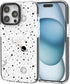 Cute Stars Cosmic Asteroid Moon Print Case for iPhone 14 Plus, Kawaii Design Girly Aesthetic Cartoon Pattern, Soft TPU,