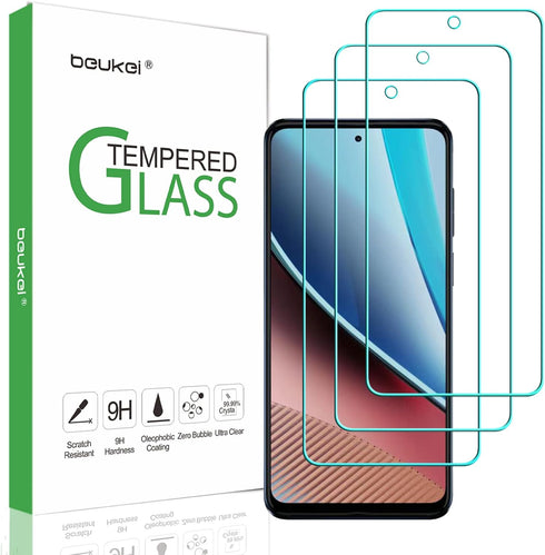 beukei 3 Pack Tempered Glass Screen Protector for Motorola Moto G Stylus 5G (2023) - Touch Sensitive, Case Friendly, 9H