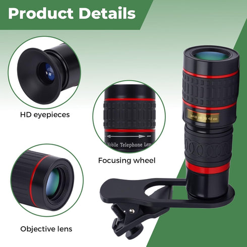 Acouto 20X Telephoto Lens for Smartphones - Black