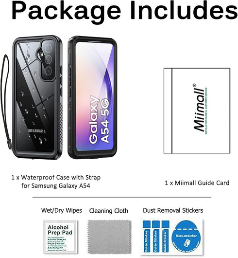 Miimall Waterproof Case for Samsung Galaxy A54 5G, Built-in HD Clear Screen Protector, Full Shockproof Bumper