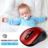 WisFox 2.4G Wireless Mouse for Laptop, Ergonomic Computer Mouse with USB Receiver and Type-C Adapter, Red
