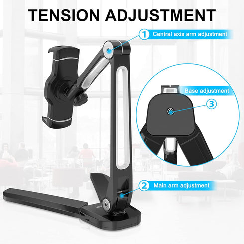 iPad Wall Mount by AboveTEK, 3 in 1 Highflex 360° Under Cabinet Mount for Kitchen, Fits 4.7" to 13.5" iPad